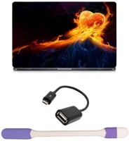 Skin Yard Grab Heart On Fire Laptop Skin with USB LED Light & OTG Cable - 15.6 Inch Combo Set   Laptop Accessories  (Skin Yard)