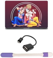 Skin Yard Radha Krishna Red Laptop Skin -14.1 Inch with USB LED Light & OTG Cable (Assorted) Combo Set   Laptop Accessories  (Skin Yard)