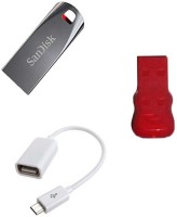 SanDisk 32 GB Cruzer Force pendrive with OTG Cable and card reader Combo Set   Laptop Accessories  (SanDisk)