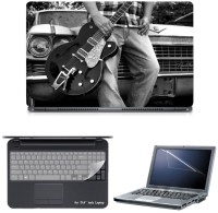 Skin Yard Acoustic Guitar With Car Sparkle Laptop Skin with Screen Protector & Keyguard -15.6 Inch Combo Set   Laptop Accessories  (Skin Yard)