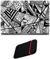 Skin Yard Black & White Abstract Sparkle Laptop Skin/Decal with Reversible Laptop Sleeve - 15.6 Inch Combo Set   Laptop Accessories  (Skin Yard)