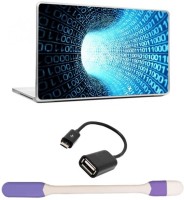 Skin Yard Binary Tunnel Laptop Skin -14.1 Inch with USB LED Light & OTG Cable (Assorted) Combo Set   Laptop Accessories  (Skin Yard)