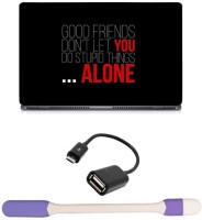 Skin Yard Good Friends Don't Alone Sparkle Laptop Skin with USB LED Light & OTG Cable - 15.6 Inch Combo Set   Laptop Accessories  (Skin Yard)