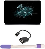 Skin Yard Breaking Glass Sparkle Laptop Skin -14.1 Inch with USB LED Light & OTG Cable (Assorted) Combo Set   Laptop Accessories  (Skin Yard)