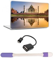 Skin Yard Tajmahal Reflection on River Laptop Skin -14.1 Inchs with USB LED Light & OTG Cable (Assorted) Combo Set   Laptop Accessories  (Skin Yard)