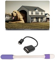 Skin Yard Cute Dog Shelter Sparkle Laptop Skin -14.1 Inch with USB LED Light & OTG Cable (Assorted) Combo Set   Laptop Accessories  (Skin Yard)