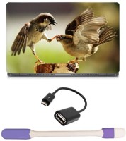Skin Yard Cute Love Bird Laptop Skin -14.1 Inch with USB LED Light & OTG Cable (Assorted) Combo Set   Laptop Accessories  (Skin Yard)