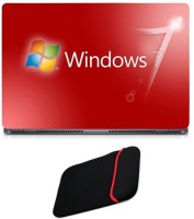 Skin Yard Windows 7 Red Laptop Skin with Reversible Laptop Sleeve - 14.1 Inch Combo Set   Laptop Accessories  (Skin Yard)