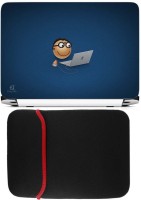 FineArts Face Using Laptop Laptop Skin with Reversible Laptop Sleeve Combo Set   Laptop Accessories  (FineArts)