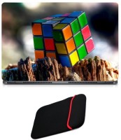 Skin Yard Rubik's Cube Laptop Skin/Decal with Reversible Laptop Sleeve - 14.1 Inch Combo Set   Laptop Accessories  (Skin Yard)
