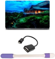 Skin Yard Treetop Temple Nature Laptop Skin with USB LED Light & OTG Cable - 15.6 Inch Combo Set   Laptop Accessories  (Skin Yard)