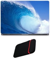 Skin Yard Sea Big Waves Laptop Skin with Reversible Laptop Sleeve - 15.6 Inch Combo Set   Laptop Accessories  (Skin Yard)