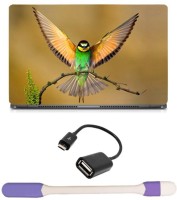 Skin Yard Amazing Descargar Beautiful Bird Laptop Skin -14.1 Inch with USB LED Light & OTG Cable (Assorted) Combo Set   Laptop Accessories  (Skin Yard)