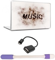 Skin Yard Music Smoke Effect Laptop Skin -14.1 Inchs with USB LED Light & OTG Cable (Assorted) Combo Set   Laptop Accessories  (Skin Yard)