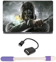 Skin Yard Justice Dishonored Game Laptop Skin -14.1 Inch with USB LED Light & OTG Cable (Assorted) Combo Set   Laptop Accessories  (Skin Yard)