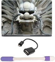 Skin Yard Chinese Dragon Head Statue Laptop Skin with USB LED Light & OTG Cable - 15.6 Inch Combo Set   Laptop Accessories  (Skin Yard)