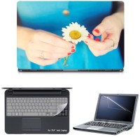 Skin Yard Daisy Girl With Sunflower Sparkle Laptop Skin with Screen Protector & Keyguard -15.6 Inch Combo Set   Laptop Accessories  (Skin Yard)