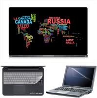 Skin Yard Country Text World Map Laptop Skin Decal with Keyguard & Screen Protector -15.6 Inch Combo Set   Laptop Accessories  (Skin Yard)