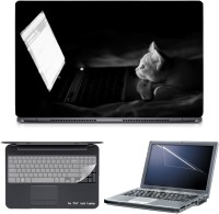 Skin Yard 3in1 Combo- Cat on Laptop Laptop Skin with Screen Protector & Keyguard -15.6 Inch Combo Set   Laptop Accessories  (Skin Yard)