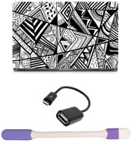 Skin Yard Black & White Abstract Sparkle Laptop Skin -14.1 Inch with USB LED Light & OTG Cable (Assorted) Combo Set   Laptop Accessories  (Skin Yard)