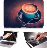 Skin Yard 3in1 Combo- Coffee Cup Laptop Skin with Screen Protector & Keyguard -15.6 Inch Combo Set   Laptop Accessories  (Skin Yard)