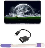 Skin Yard Edited Earth Nature Laptop Skin -14.1 Inch with USB LED Light & OTG Cable (Assorted) Combo Set   Laptop Accessories  (Skin Yard)