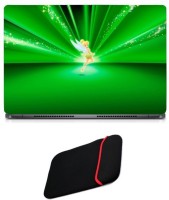 View Skin Yard Dancing Fairy Girl with Green BAckground Laptop Skin with Reversible Laptop Sleeve - 14.1 Inch Combo Set Laptop Accessories Price Online(Skin Yard)