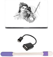 Skin Yard Radha & Meera Laptop Skin -14.1 Inch with USB LED Light & OTG Cable (Assorted) Combo Set   Laptop Accessories  (Skin Yard)