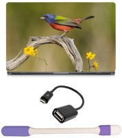 Skin Yard Cute Colorful Bird Laptop Skin with USB LED Light & OTG Cable - 15.6 Inch Combo Set   Laptop Accessories  (Skin Yard)