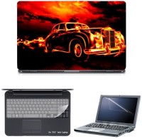 Skin Yard 3D Fire Car Laptop Skin with Screen Protector & Keyguard -15.6 Inch Combo Set   Laptop Accessories  (Skin Yard)