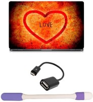 Skin Yard Splash of Colour Love Heart Band Sparkle Laptop Skin with USB LED Light & OTG Cable - 15.6 Inch Combo Set   Laptop Accessories  (Skin Yard)
