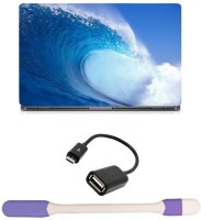 Skin Yard Sea Big Waves Laptop Skin -14.1 Inch with USB LED Light & OTG Cable (Assorted) Combo Set   Laptop Accessories  (Skin Yard)