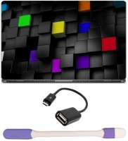 Skin Yard 3D Colour Cubes Laptop Skin with USB LED Light & OTG Cable - 15.6 Inch Combo Set   Laptop Accessories  (Skin Yard)