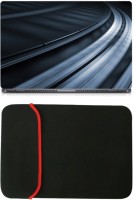 Skin Yard Neon Black Wallpaper Laptop Skin/Decal with Reversible Laptop Sleeve - 14.1 Inch Combo Set   Laptop Accessories  (Skin Yard)