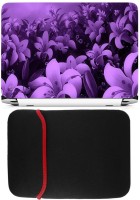 FineArts Purple Floral Laptop Skin with Reversible Laptop Sleeve Combo Set   Laptop Accessories  (FineArts)