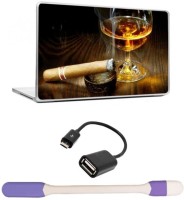 Skin Yard Cigar with Wine Glass Laptop Skin -14.1 Inch with USB LED Light & OTG Cable (Assorted) Combo Set   Laptop Accessories  (Skin Yard)