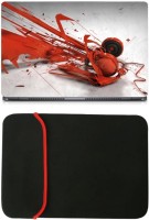 Skin Yard Red Headphone Music Graphics Laptop Skin with Reversible Laptop Sleeve - 15.6 Inch Combo Set   Laptop Accessories  (Skin Yard)