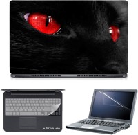 Skin Yard 3in1 Combo- Red Eye Cat Laptop Skin with Screen Protector & Keyguard -15.6 Inch Combo Set   Laptop Accessories  (Skin Yard)