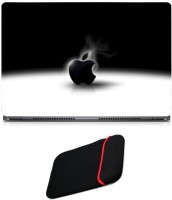 Skin Yard Black Apple Laptop Skin with Reversible Laptop Sleeve - 15.6 Inch Combo Set   Laptop Accessories  (Skin Yard)