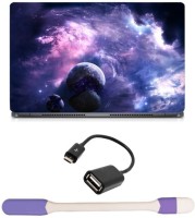 Skin Yard Purple Galaxy Laptop Skin -14.1 Inch with USB LED Light & OTG Cable (Assorted) Combo Set   Laptop Accessories  (Skin Yard)