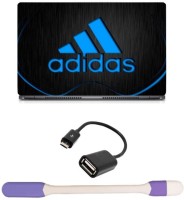 Skin Yard Blue Adidas Logo Laptop Skin -14.1 Inch with USB LED Light & OTG Cable (Assorted) Combo Set   Laptop Accessories  (Skin Yard)