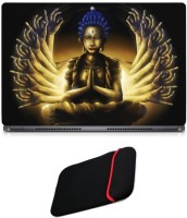 Skin Yard Trippy Buddha Laptop Skin with Reversible Laptop Sleeve - 14.1 Inch Combo Set   Laptop Accessories  (Skin Yard)