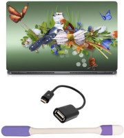 Skin Yard Cool Bird Butterfly Laptop Skin -14.1 Inch with USB LED Light & OTG Cable (Assorted) Combo Set   Laptop Accessories  (Skin Yard)