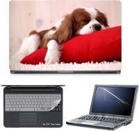 Skin Yard 3in1 Combo- Dog Sleep Red Pillow Laptop Skin with Screen Protector & Keyguard -15.6 Inch Combo Set   Laptop Accessories  (Skin Yard)