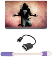 Skin Yard Cool Hoodie Boy Sparkle Laptop Skin -14.1 Inch with USB LED Light & OTG Cable (Assorted) Combo Set   Laptop Accessories  (Skin Yard)