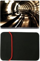 Skin Yard Subway Tunnel Rail Laptop Skin/Decal with Reversible Laptop Sleeve - 14.1 Inch Combo Set   Laptop Accessories  (Skin Yard)