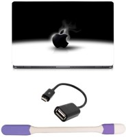 Skin Yard Black Apple Laptop Skin -14.1 Inch with USB LED Light & OTG Cable (Assorted) Combo Set   Laptop Accessories  (Skin Yard)