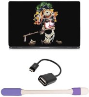 Skin Yard Flute Krishna Laptop Skin -14.1 Inch with USB LED Light & OTG Cable (Assorted) Combo Set   Laptop Accessories  (Skin Yard)