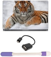 Skin Yard Snow Tiger Laptop Skin -14.1 Inch with USB LED Light & OTG Cable (Assorted) Combo Set   Laptop Accessories  (Skin Yard)
