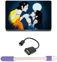 Skin Yard Radha Krishna in Moon Light Laptop Skin -14.1 Inch with USB LED Light & OTG Cable (Assorted) Combo Set   Laptop Accessories  (Skin Yard)